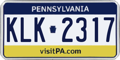 PA license plate KLK2317