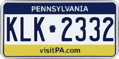 PA license plate KLK2332