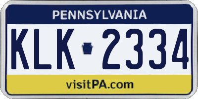 PA license plate KLK2334