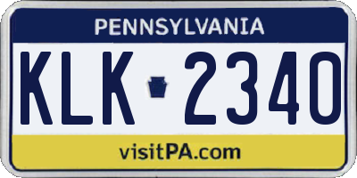 PA license plate KLK2340