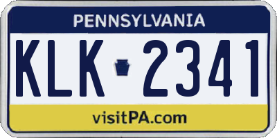 PA license plate KLK2341