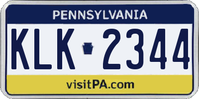 PA license plate KLK2344