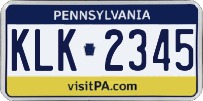 PA license plate KLK2345