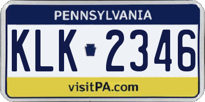 PA license plate KLK2346