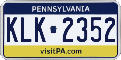 PA license plate KLK2352