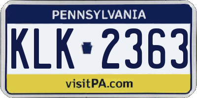 PA license plate KLK2363