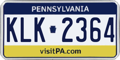 PA license plate KLK2364