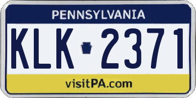 PA license plate KLK2371