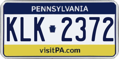 PA license plate KLK2372