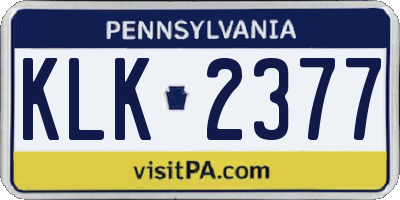 PA license plate KLK2377