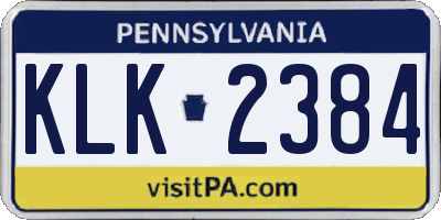 PA license plate KLK2384