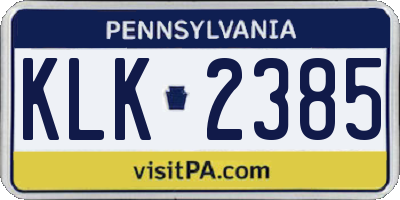 PA license plate KLK2385