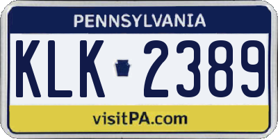 PA license plate KLK2389
