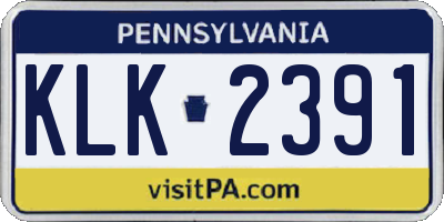 PA license plate KLK2391