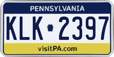 PA license plate KLK2397