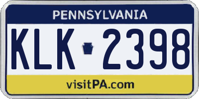 PA license plate KLK2398