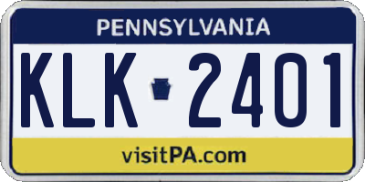 PA license plate KLK2401