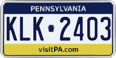 PA license plate KLK2403