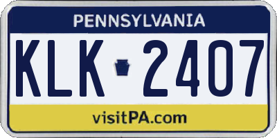 PA license plate KLK2407