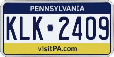 PA license plate KLK2409