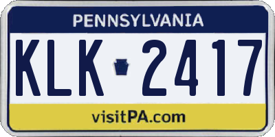 PA license plate KLK2417