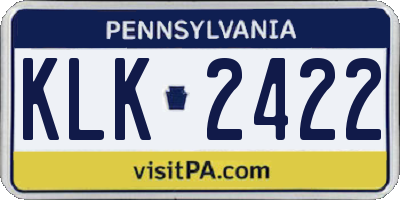 PA license plate KLK2422