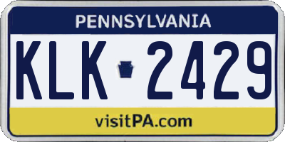 PA license plate KLK2429