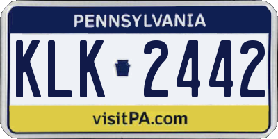 PA license plate KLK2442