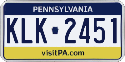 PA license plate KLK2451