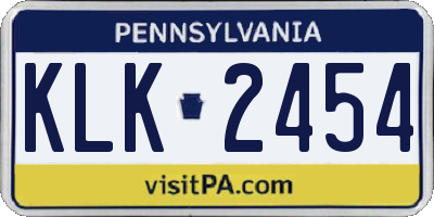PA license plate KLK2454