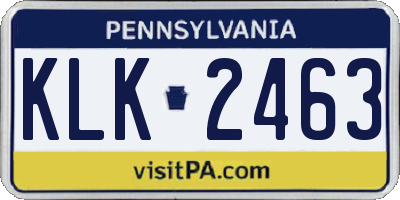 PA license plate KLK2463