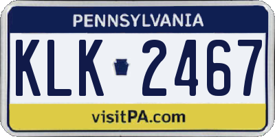 PA license plate KLK2467