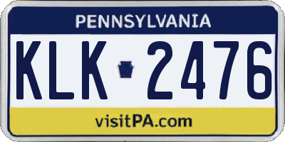 PA license plate KLK2476