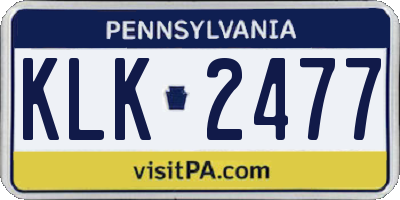 PA license plate KLK2477