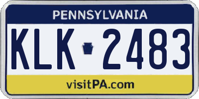 PA license plate KLK2483