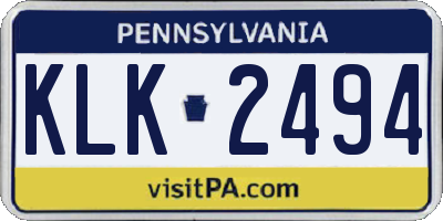PA license plate KLK2494