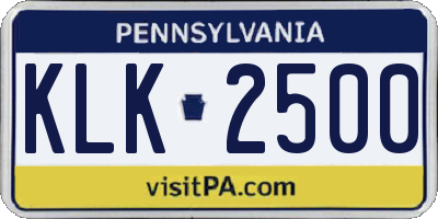 PA license plate KLK2500