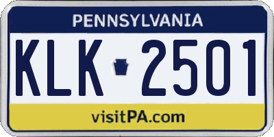 PA license plate KLK2501