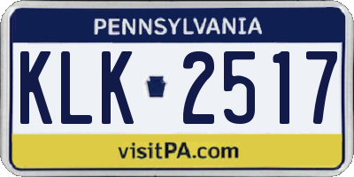 PA license plate KLK2517