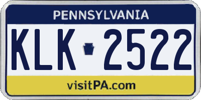 PA license plate KLK2522