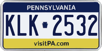 PA license plate KLK2532