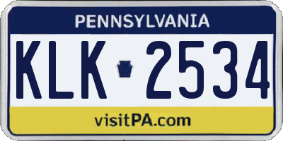 PA license plate KLK2534