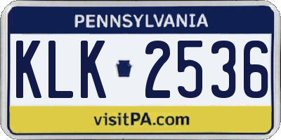 PA license plate KLK2536