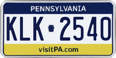 PA license plate KLK2540
