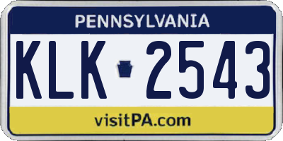 PA license plate KLK2543