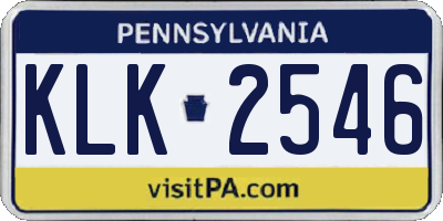 PA license plate KLK2546