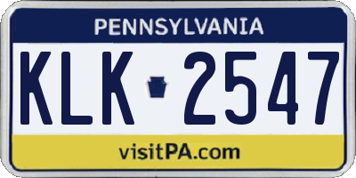 PA license plate KLK2547