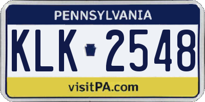 PA license plate KLK2548
