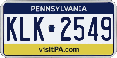 PA license plate KLK2549