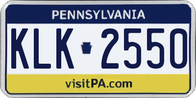 PA license plate KLK2550